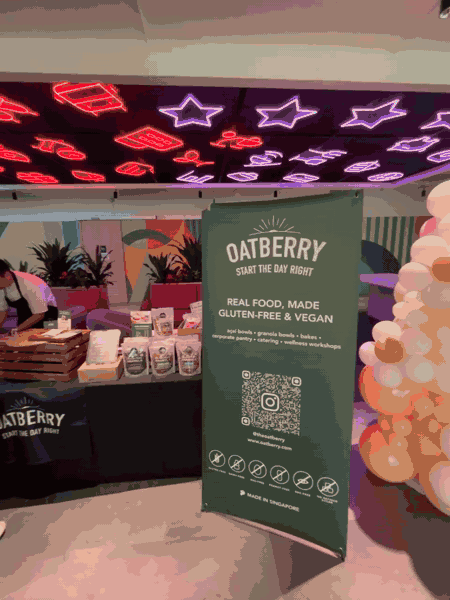 Oatberry pop-up live station at a corporate event in Singapore