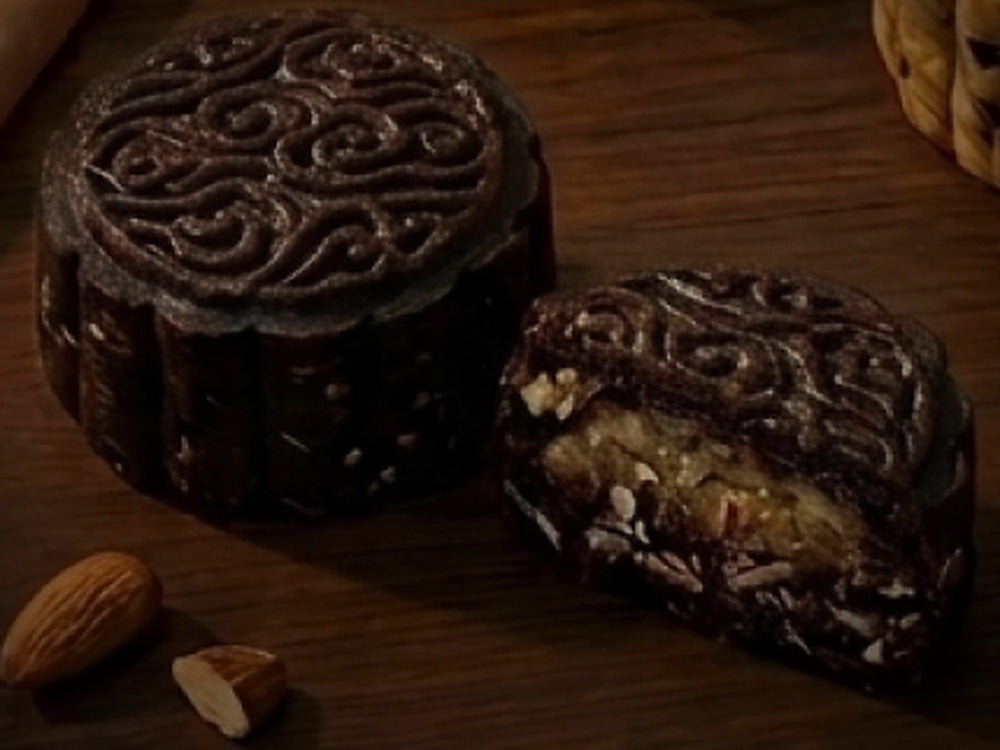 Vegan dark chocolate almond orange mooncake alternative, gluten-free