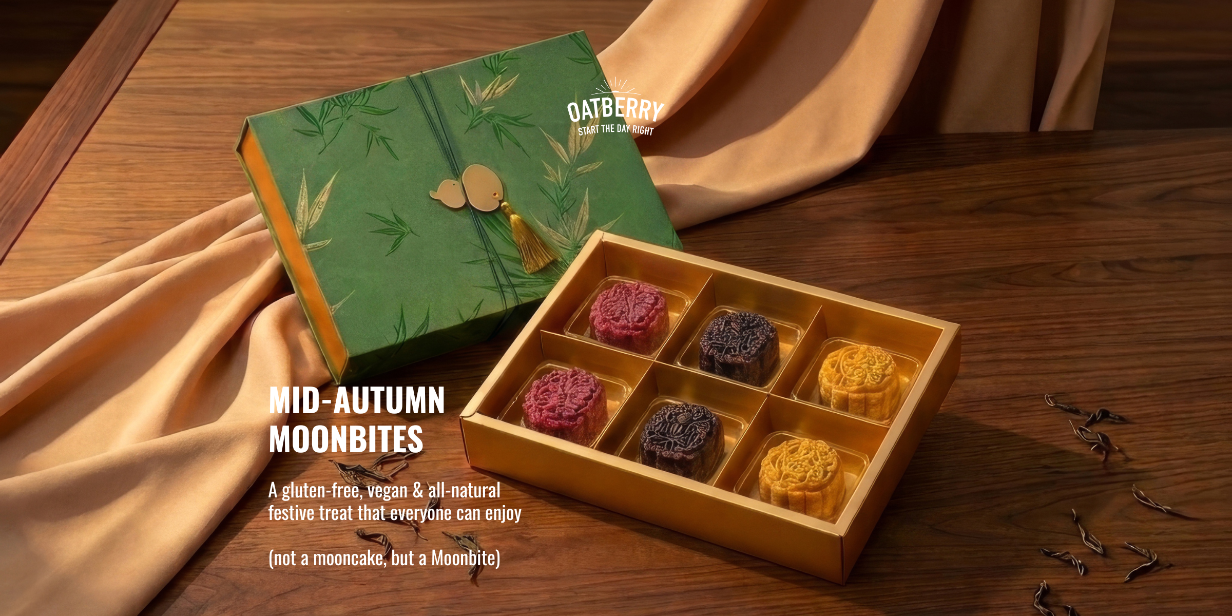 Oatberry Moonbites, gluten-free vegan mooncakes for Mid-Autumn in Singapore