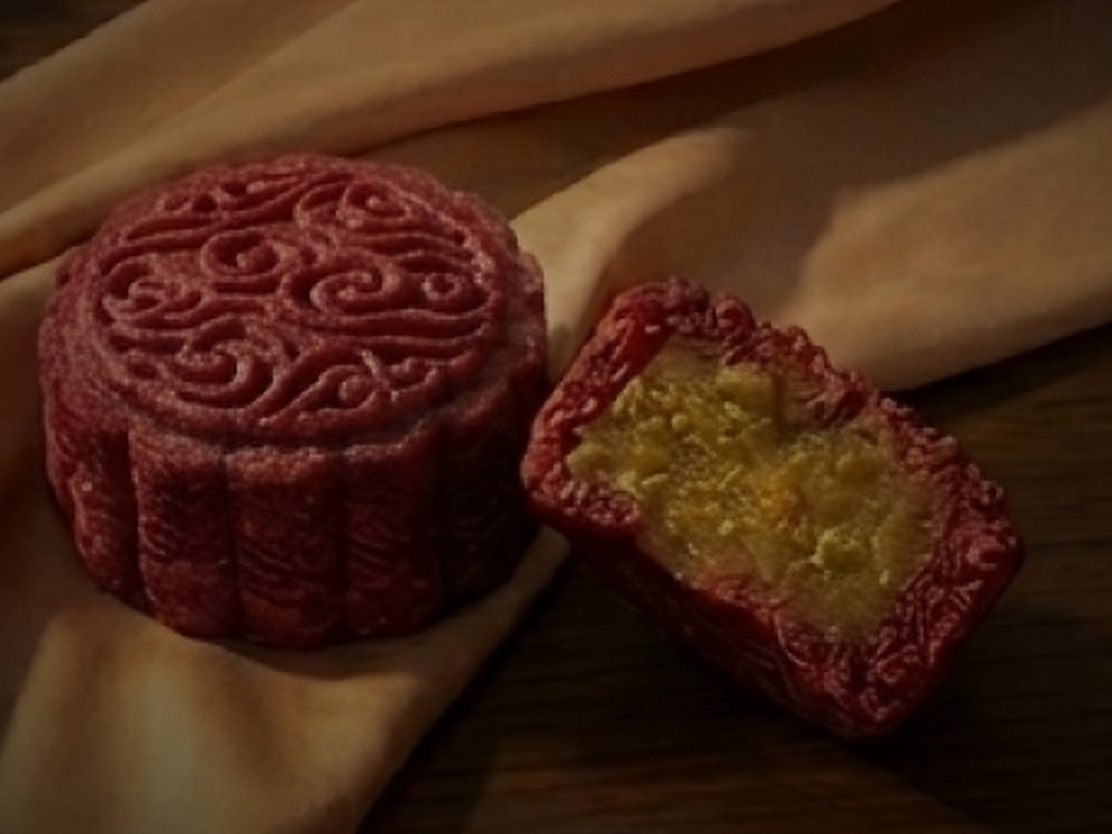 Gluten-free vegan raspberry lemon coconut mooncake from Oatberry Singapore