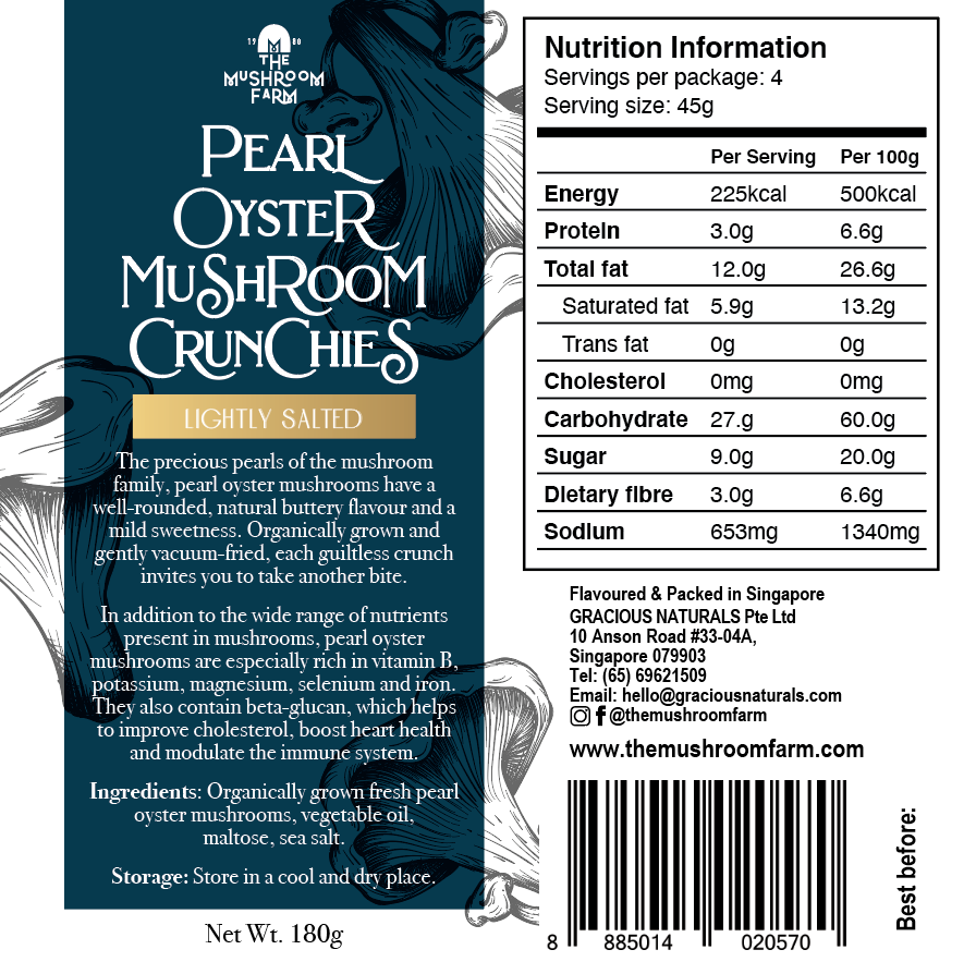 TMF Pearl Oyster Mushroom Crunchies - Lightly Salted